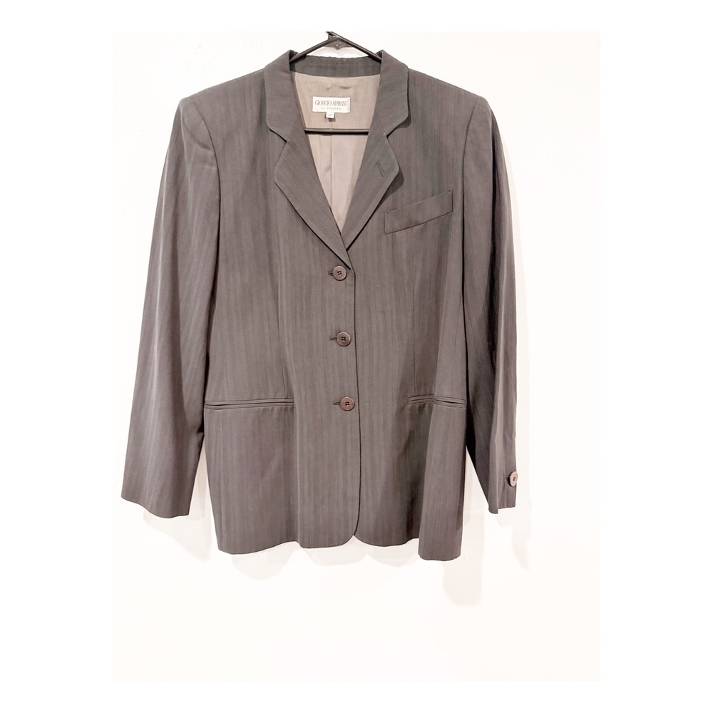 Giorgio Armani Le Collezioni Grey Pinstripe Blazer Jacket Italy Size 12